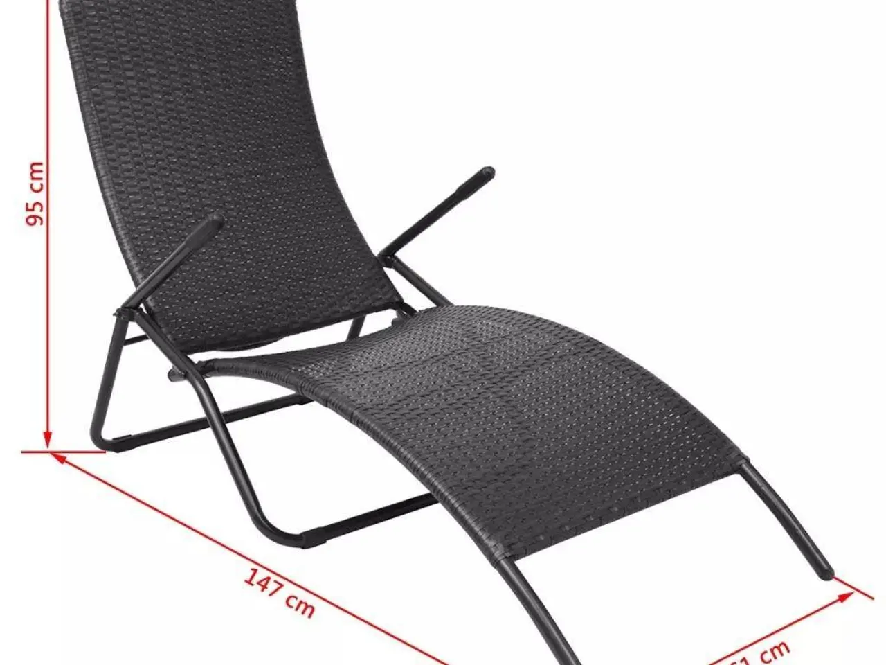 Billede 10 - Foldbar liggestol i polyrattan - sort