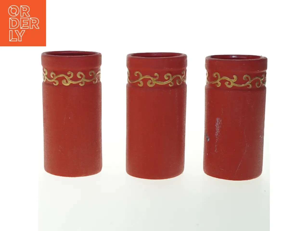 Billede 4 - Sæt af 3 røde dekorerede vaser (str. 18 cm. 3 styk)