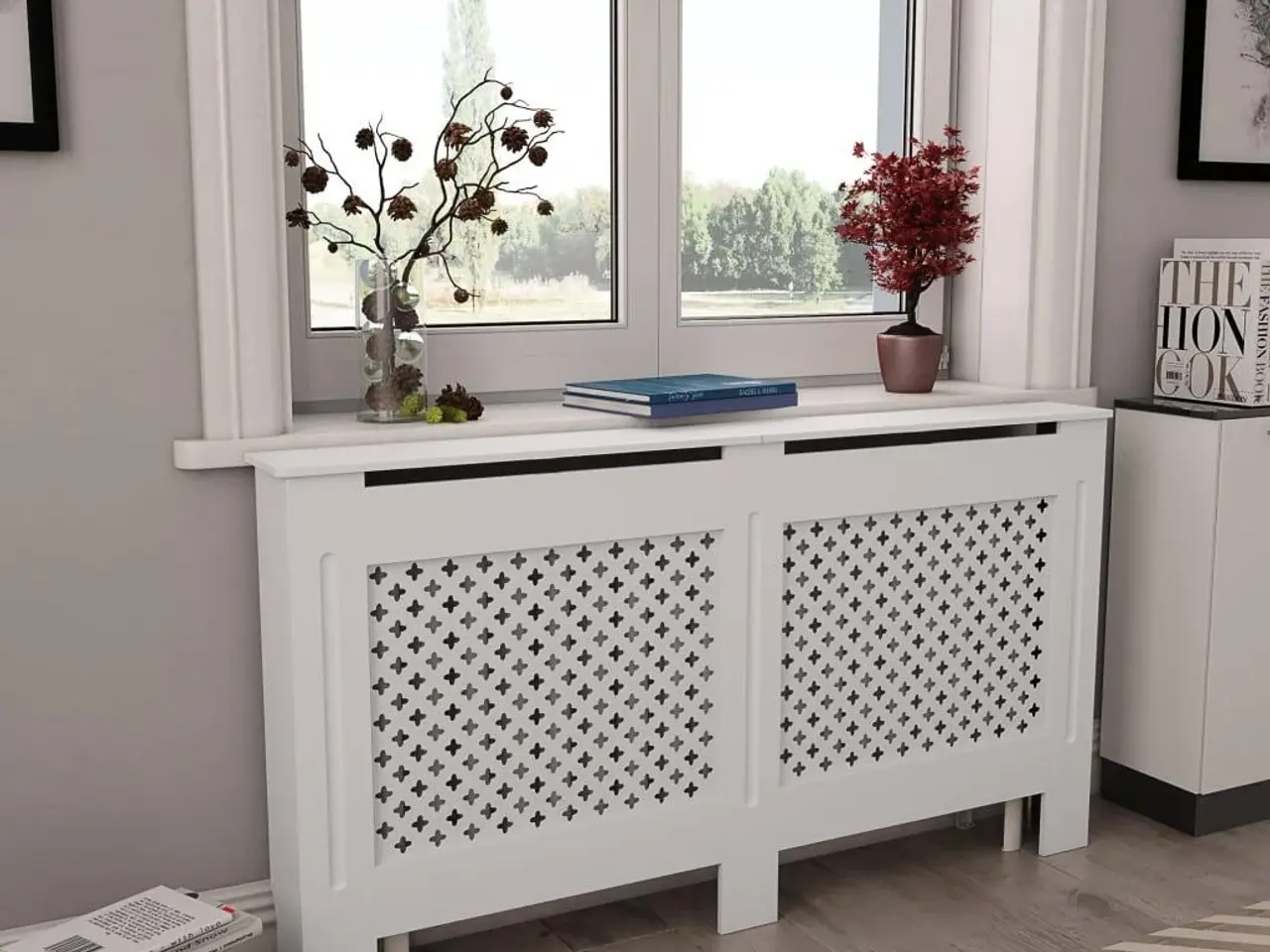 Billede 1 - Radiatorskjuler i MDF - 152 x 19 x 81,5 cm, hvid