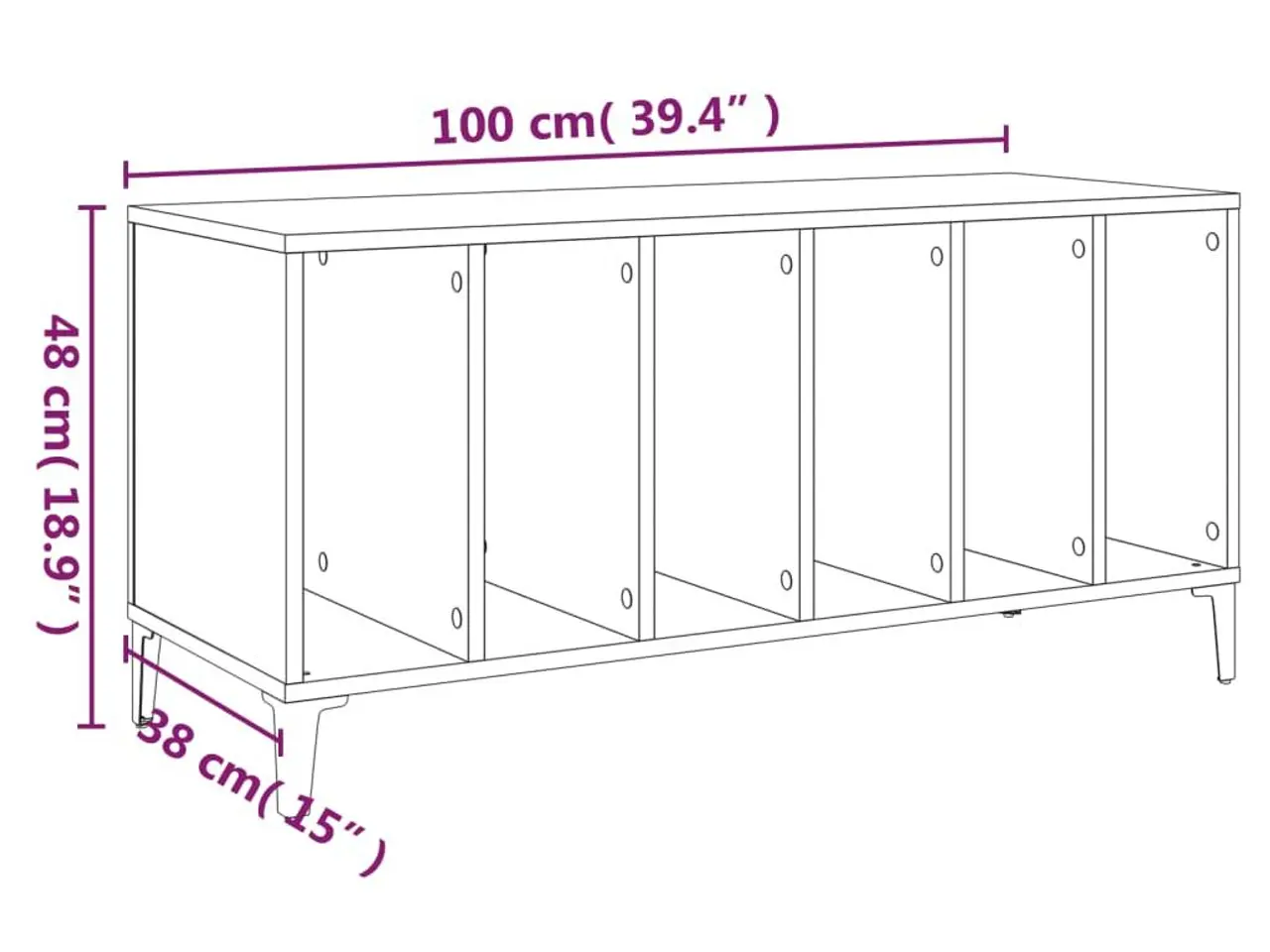 Billede 8 - Vinylskab 100x38x48 cm konstrueret træ sort