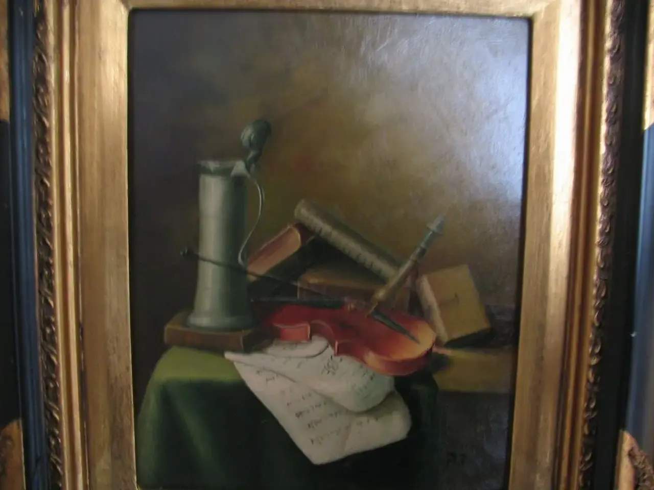 Billede 2 - Oliemaleri, signeret R.T