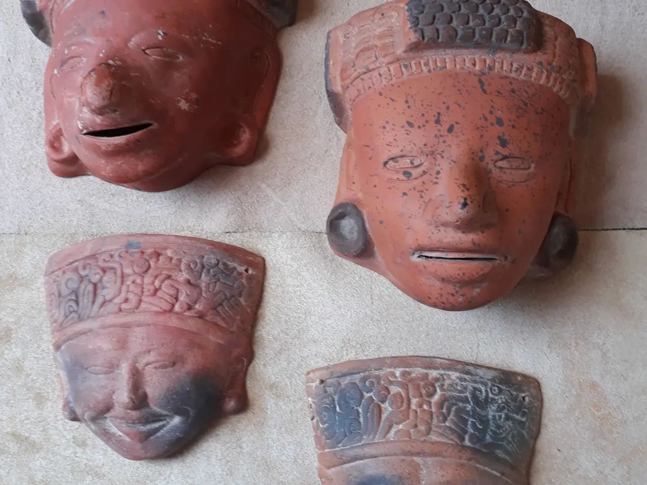Billede 1 - 4 Mexicanske Terracotta Masker