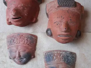 4 Mexicanske Terracotta Masker