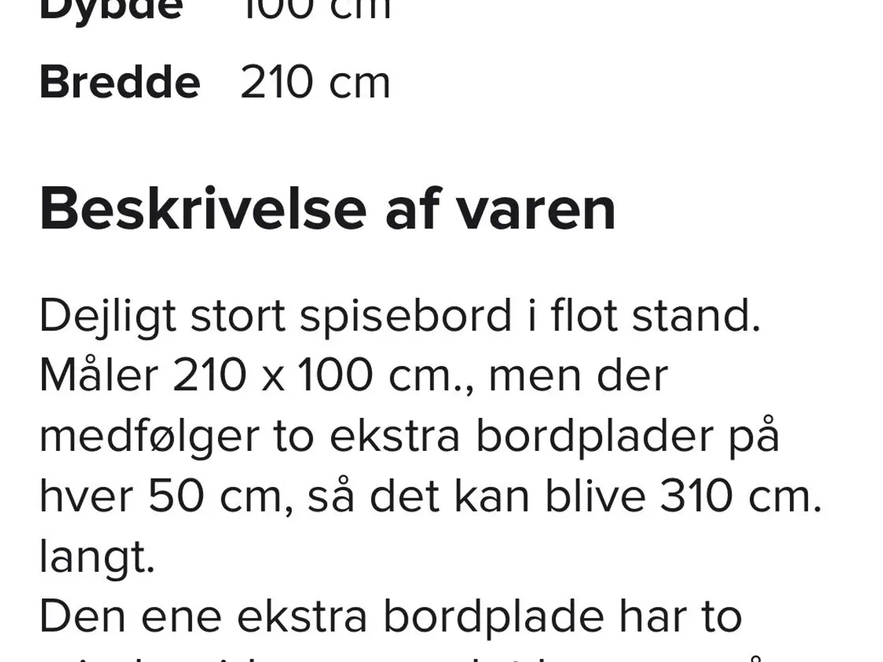 Billede 1 - Spisebord som nyt
