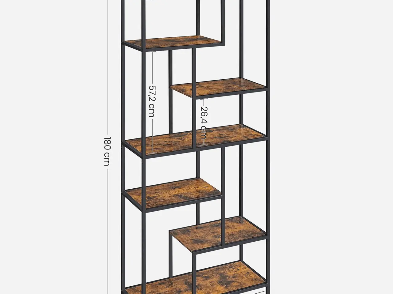 Billede 6 - Bogreol med 6 hylder i rustik brun og sort - 30 x 80 x 180 cm