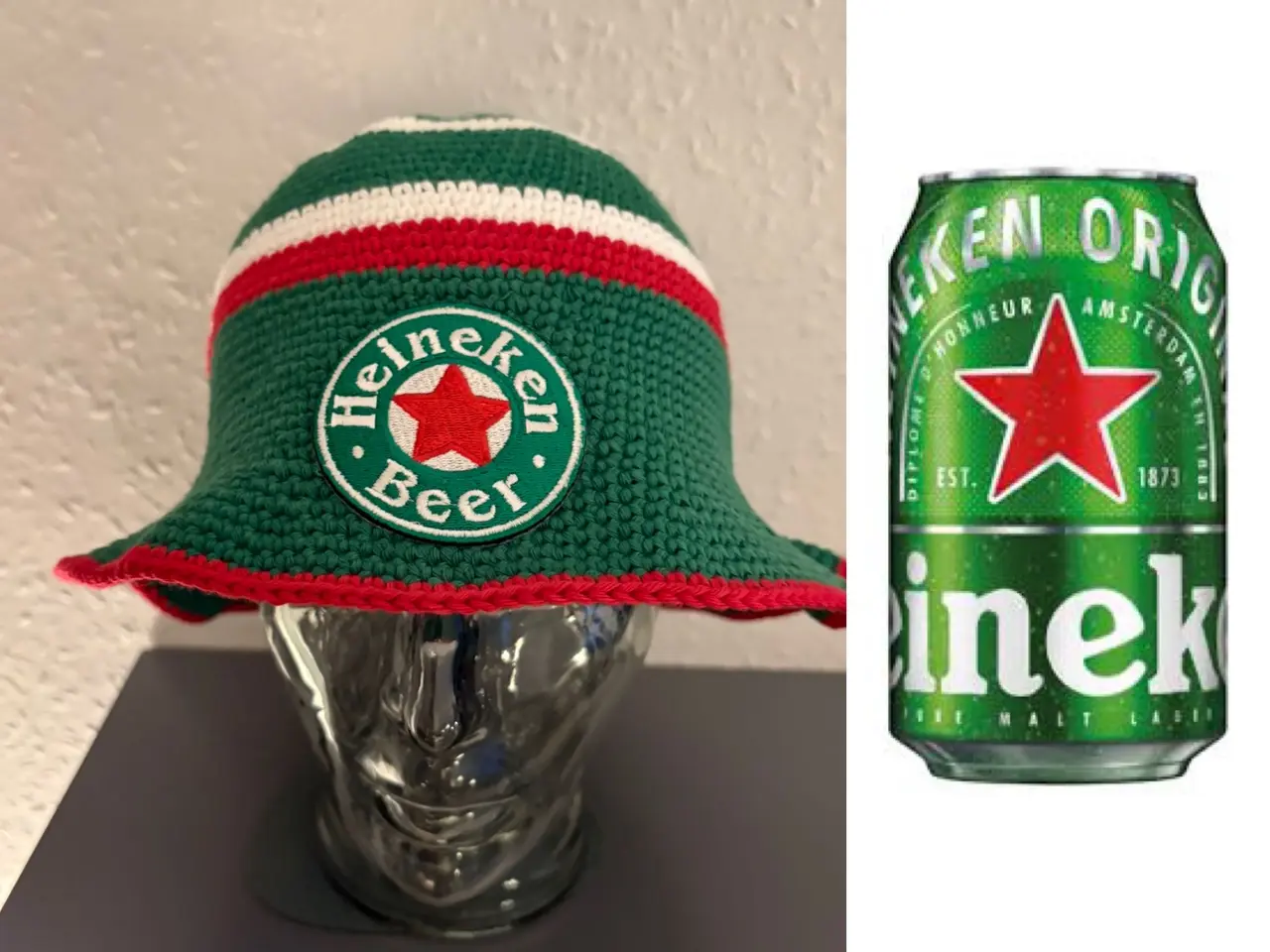 Billede 2 - Hæklet Heineken Beer bøllehat