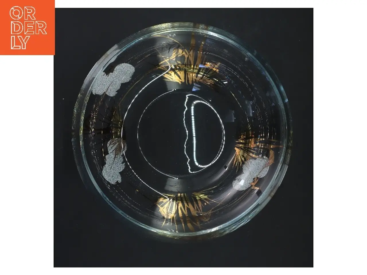 Billede 2 - Dekorativ glas skål med bladmønster (str. Ø 20 cm)