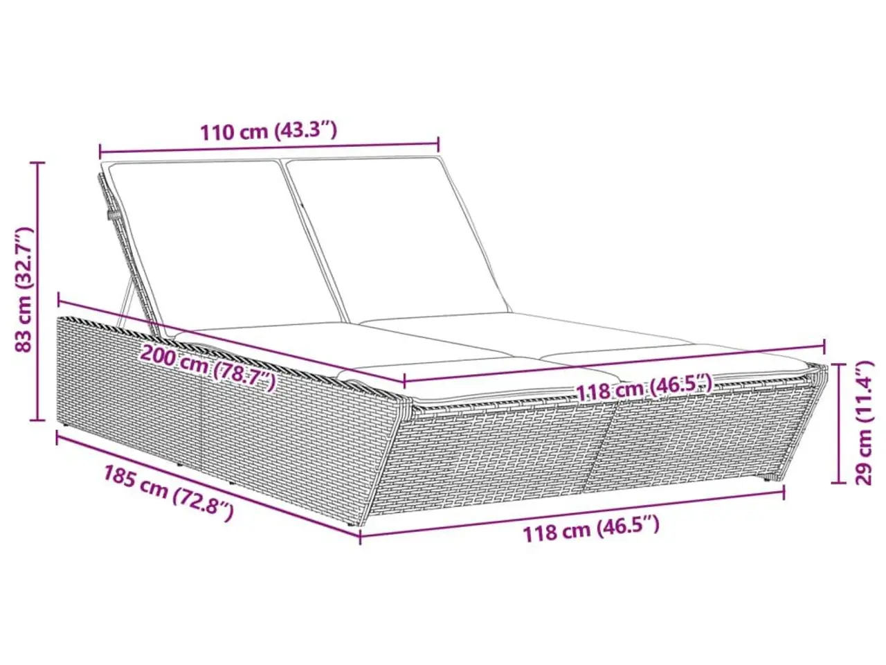 Billede 10 - Dobbelt loungesofa med hynder polyrattan sort
