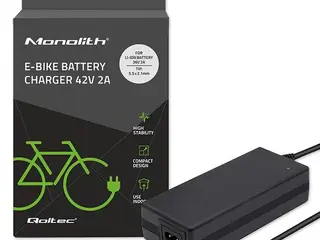 E-bike oplader Qoltec - 42 V 2 A, til 36 V li-ion, DC 5,5 × 2,1 mm