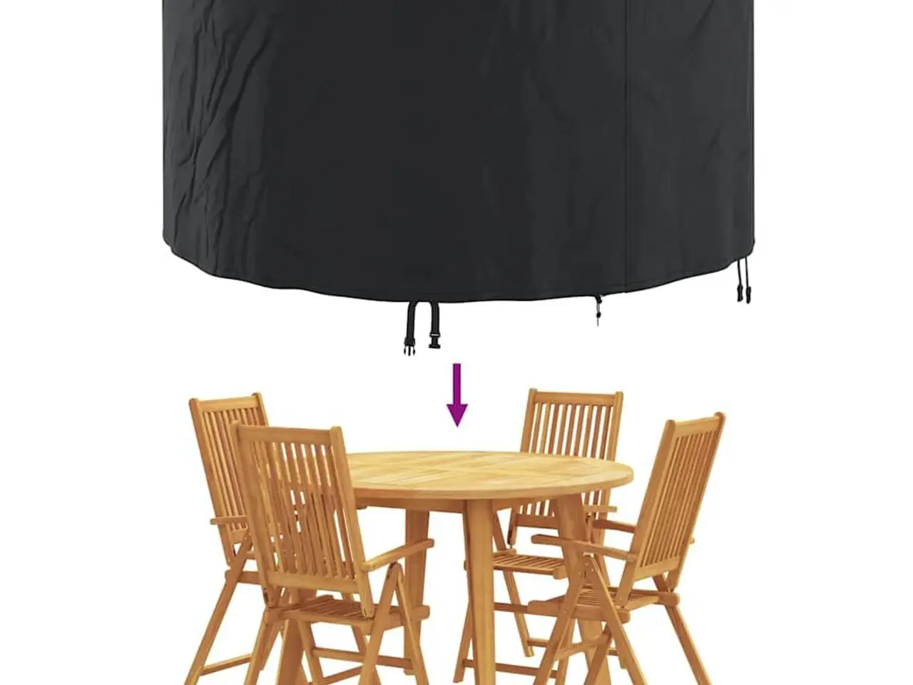 Billede 7 - Rundt møbelovertræk - sort 157 × 157 × 85 cm i 210D oxford