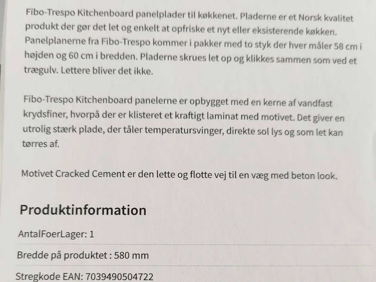 Billede 2 - Fibo panelplader køkkenet