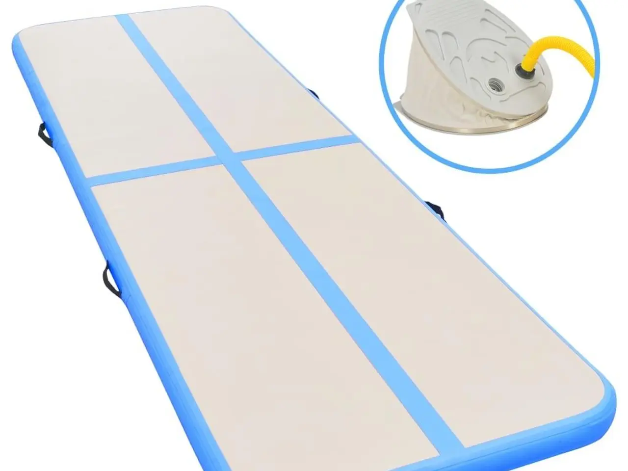 Billede 1 - Oppustelig gymnastikmåtte 300 x 100 x 10 cm - grå/blå