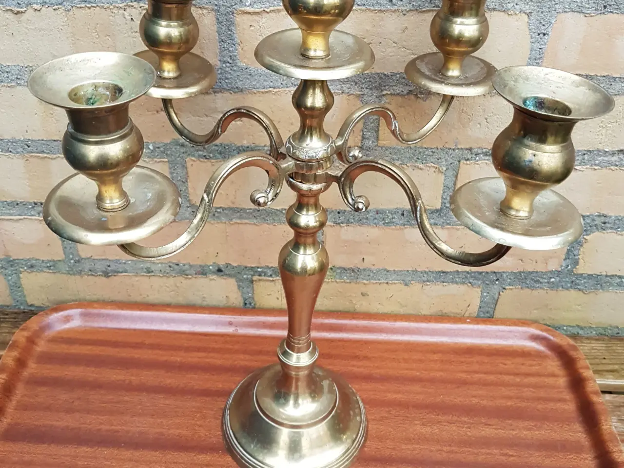 Billede 1 - 5 armet messing lysestage