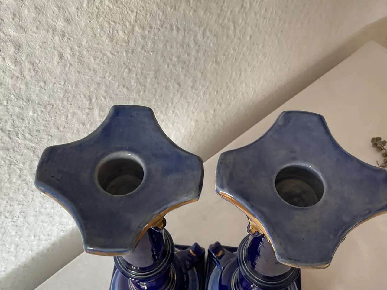 Billede 6 - Lysestager antik koboltblå porcelæn.