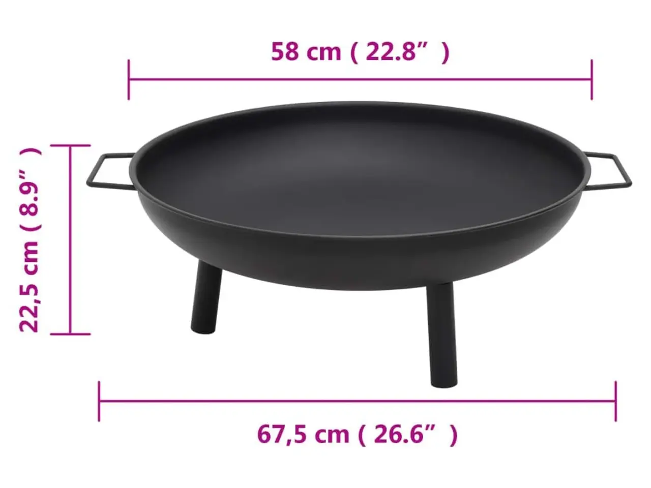 Billede 7 - Bålfad i stål - 67,5 × 58 × 22,5 cm, sort