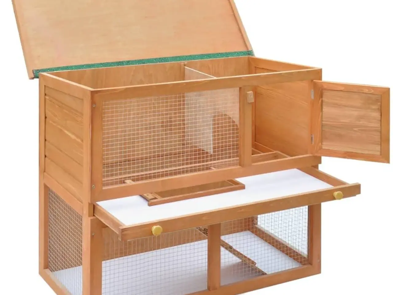 Billede 4 - Udendørs kaninbur i træ - 1 dør, 2 etager, 90×45×80 cm