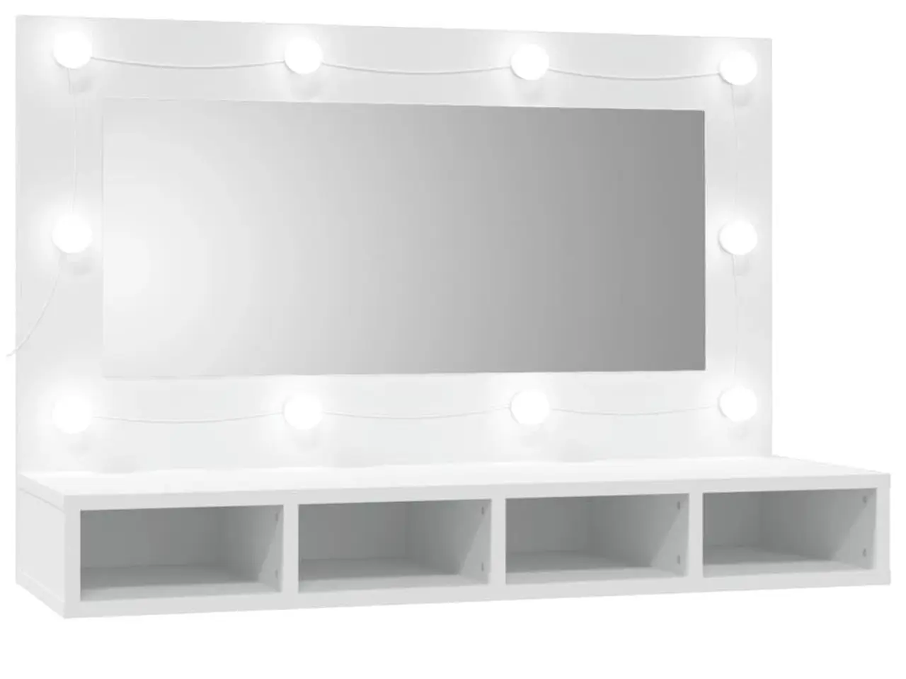 Billede 2 - Spejlskab med LED-lys - 90 × 31,5 × 62 cm, hvid