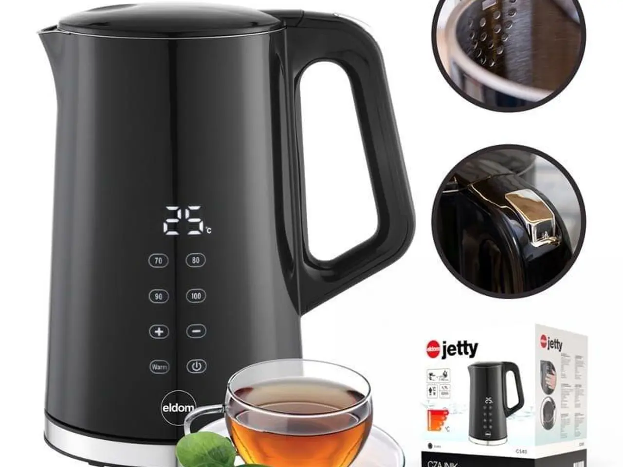 Billede 12 - ELDOM C540 Jetty ledningsfri elkedel med temperaturkontrol 1,7 l sort