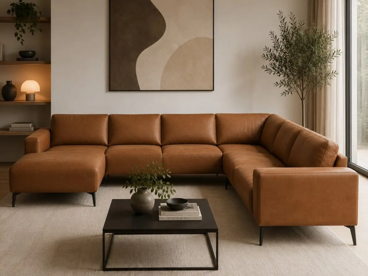Billede 2 - Hjort Knudsen Copenhagen Læderhjørnesofa venstrevendt