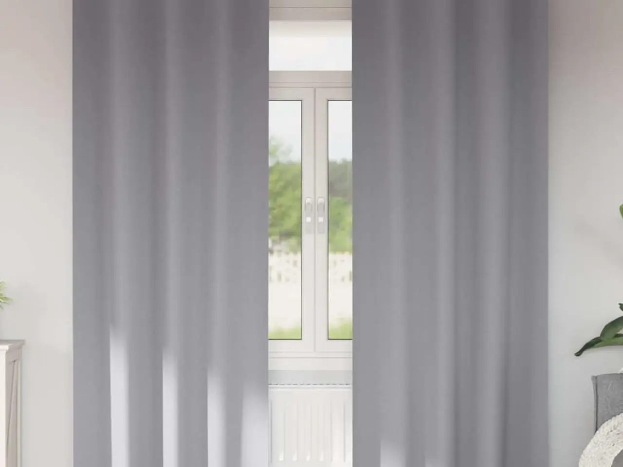 Billede 1 - Mørklægningsgardiner med ringe - lysegrå, 2 stk., 245 x 140 cm