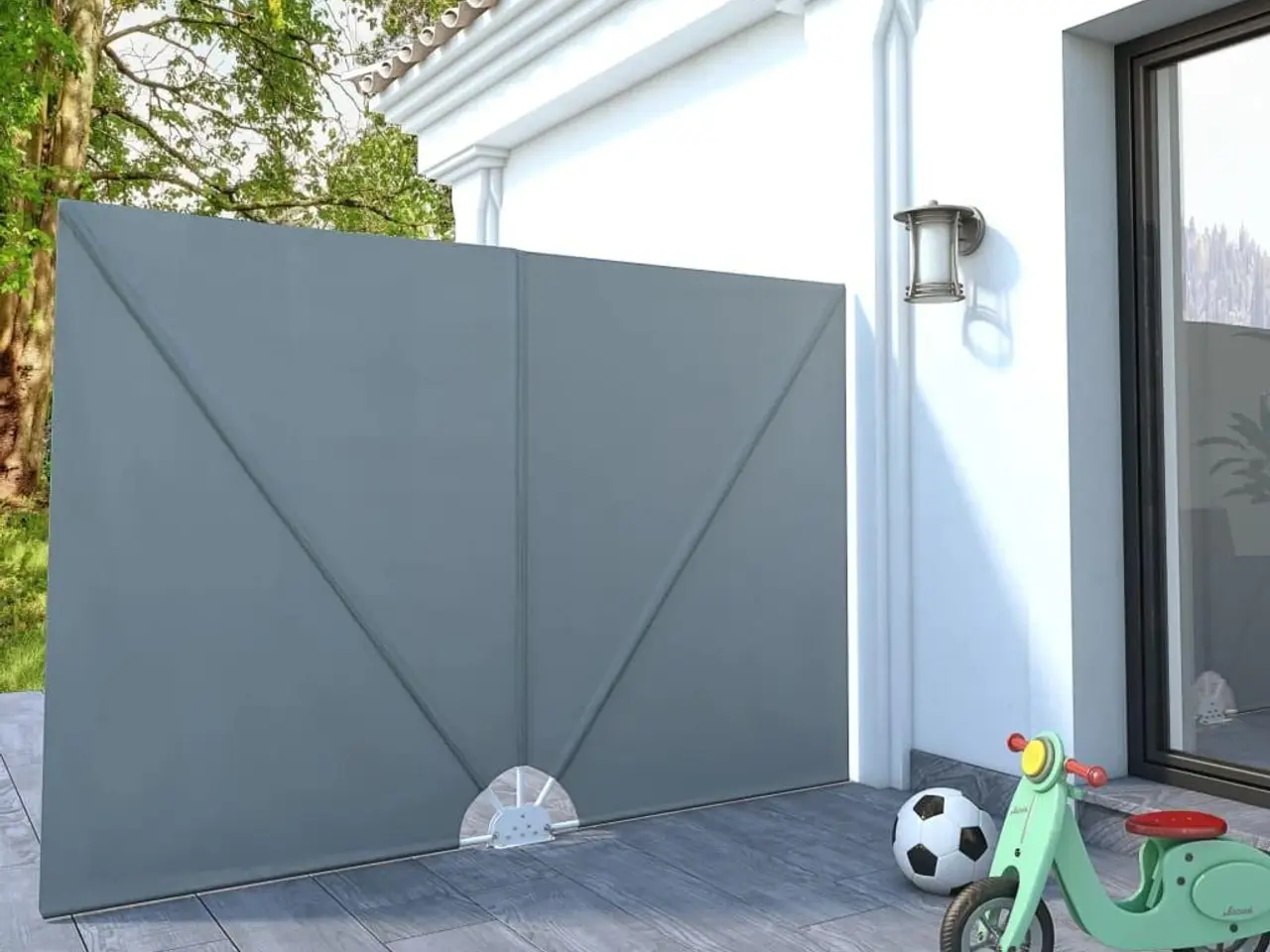 Billede 1 - Sammenklappelig sidemarkise til terrasse - grå 240 × 160 cm