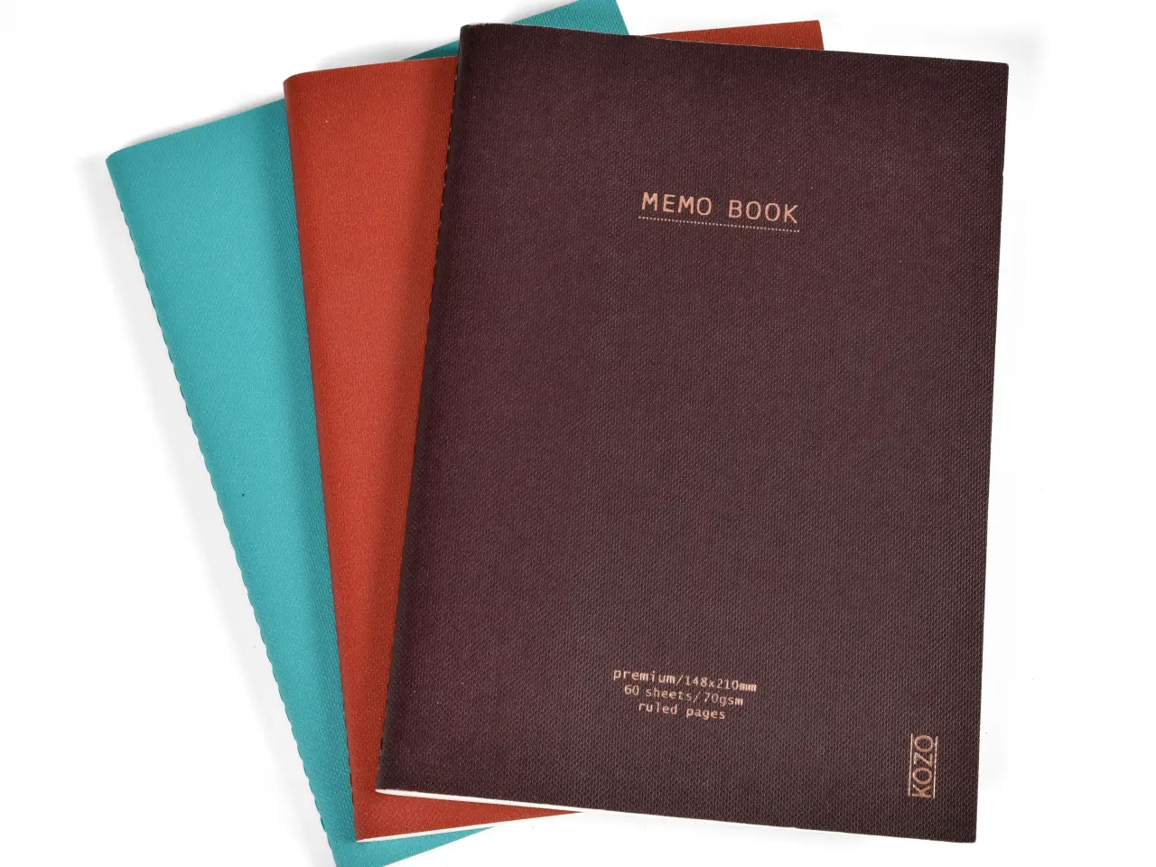 Billede 1 - KOZO Notesbog A5 3 Pakke Coffee Bric Steel Blue
