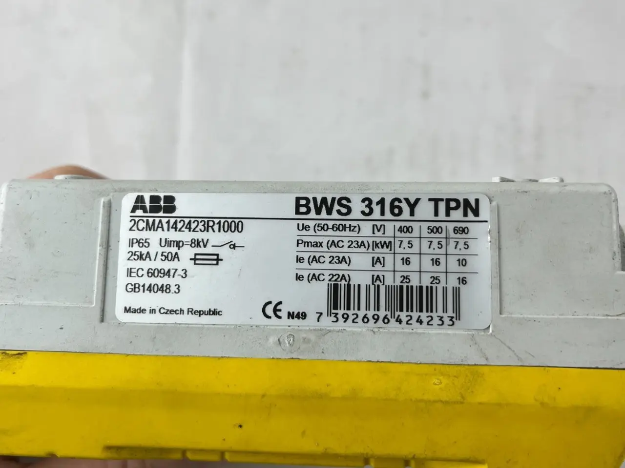 Billede 6 - ABB BWS 316Y TPN Safety kontakt Isolator 16A IP65