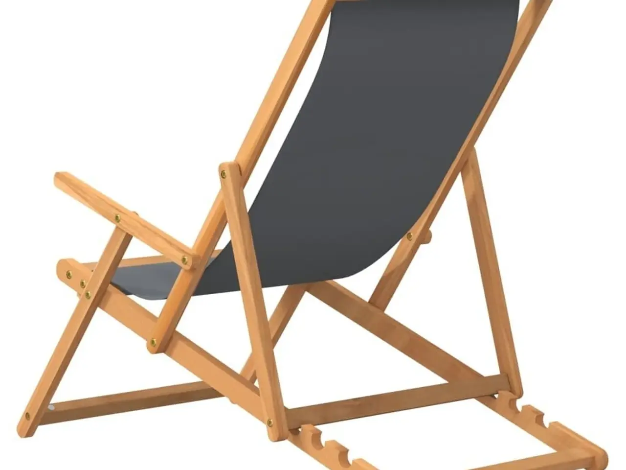 Billede 5 - Foldbar strandstol i massivt teaktræ - grå stof
