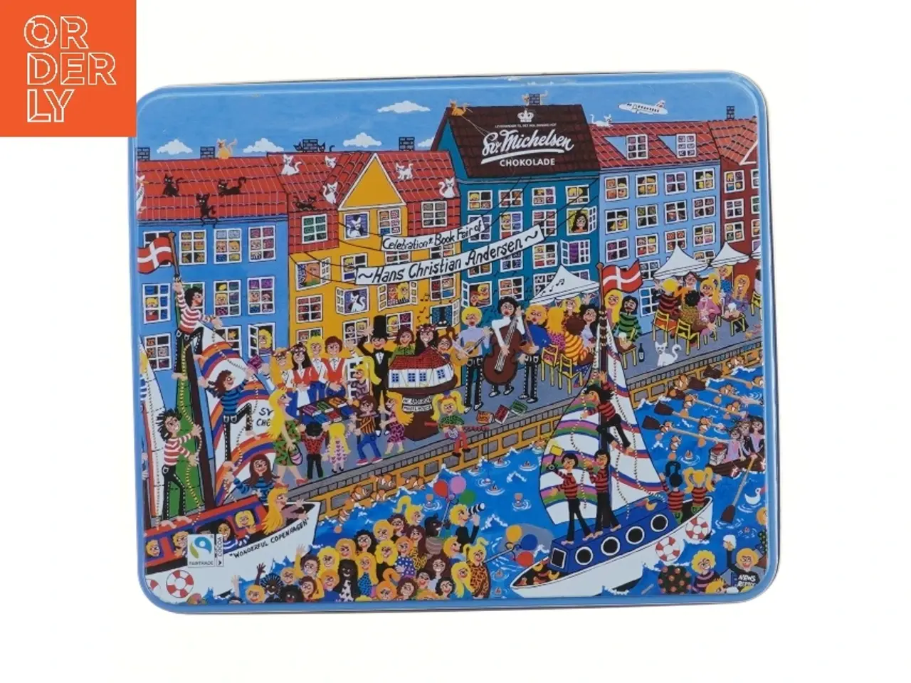 Billede 1 - Dekorativ metalæske med H.C. Andersen motiv (str. 25,5x21,5x5,5 cm)