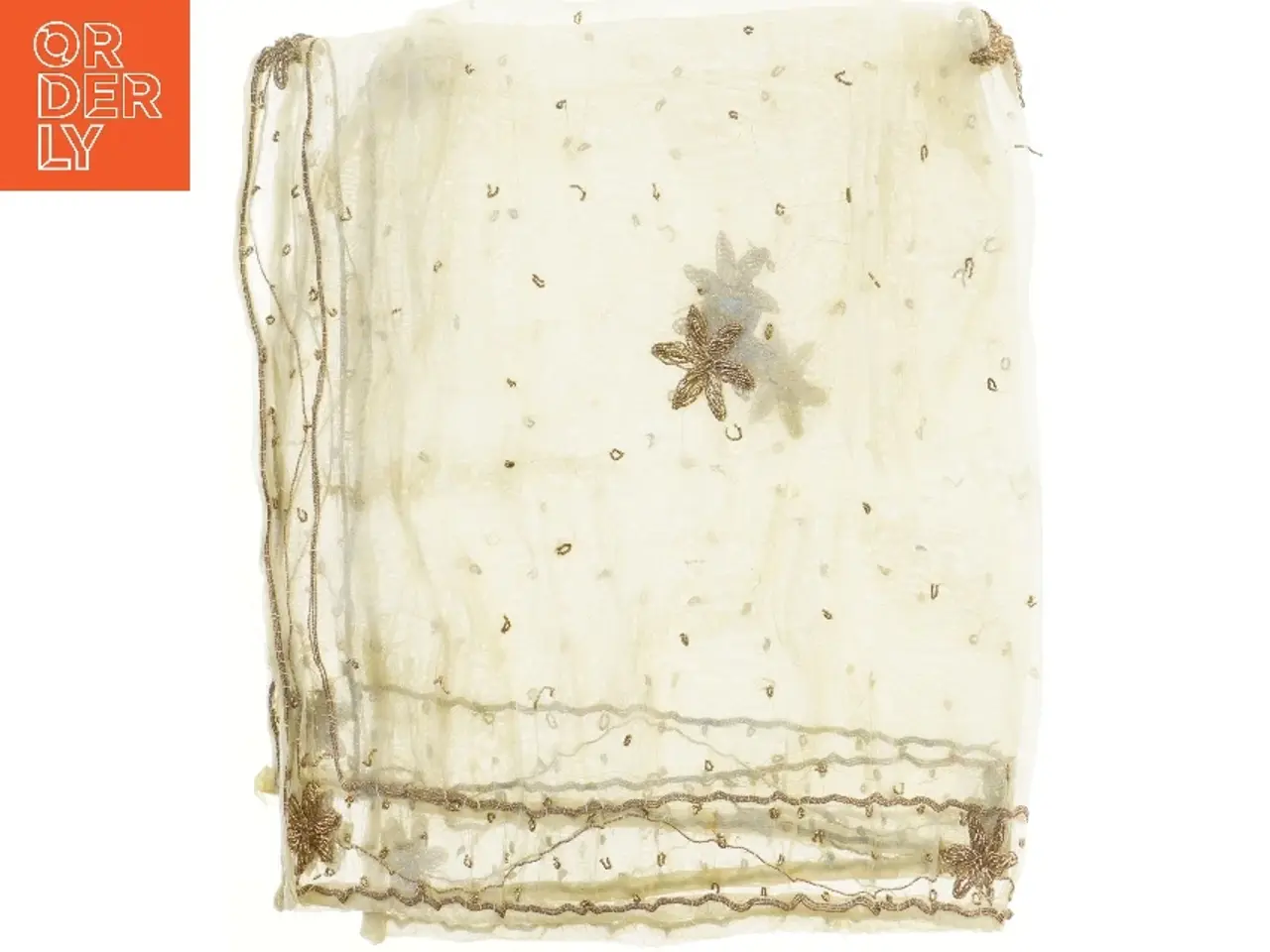 Billede 1 - Dekorativ vintage transperant dug med broderi (str. 87x99 cm)