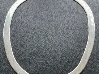 bred Herringbone sølvhalskæde