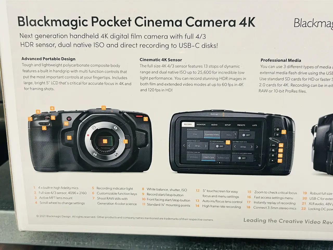 Billede 2 - Kamera BLACKMAGIC Pocket Cinema Camera 4K
