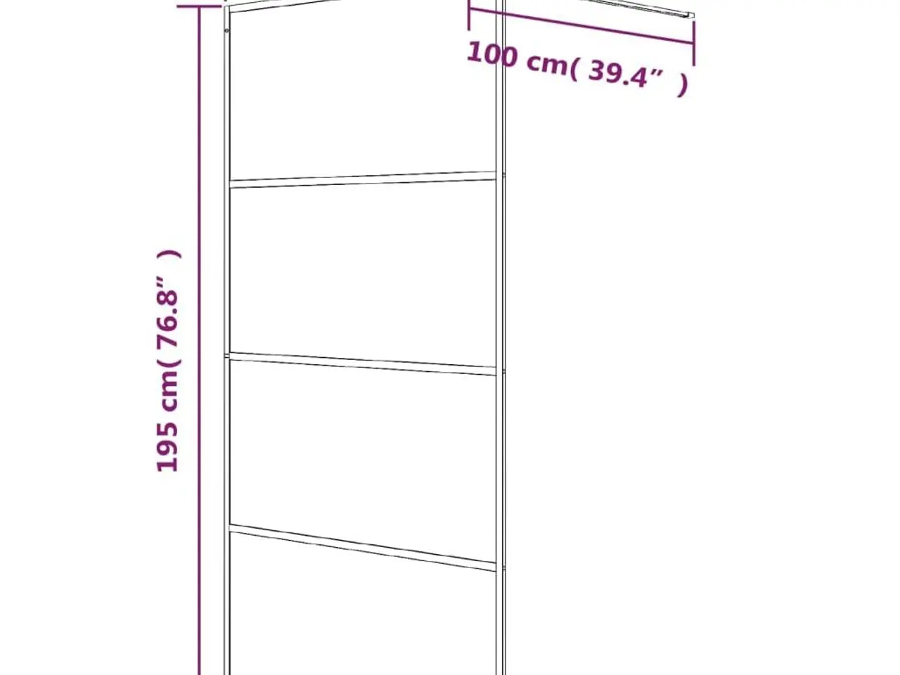 Billede 7 - Brusevæg 100×195 cm i matteret sikkerhedsglas - sort ramme