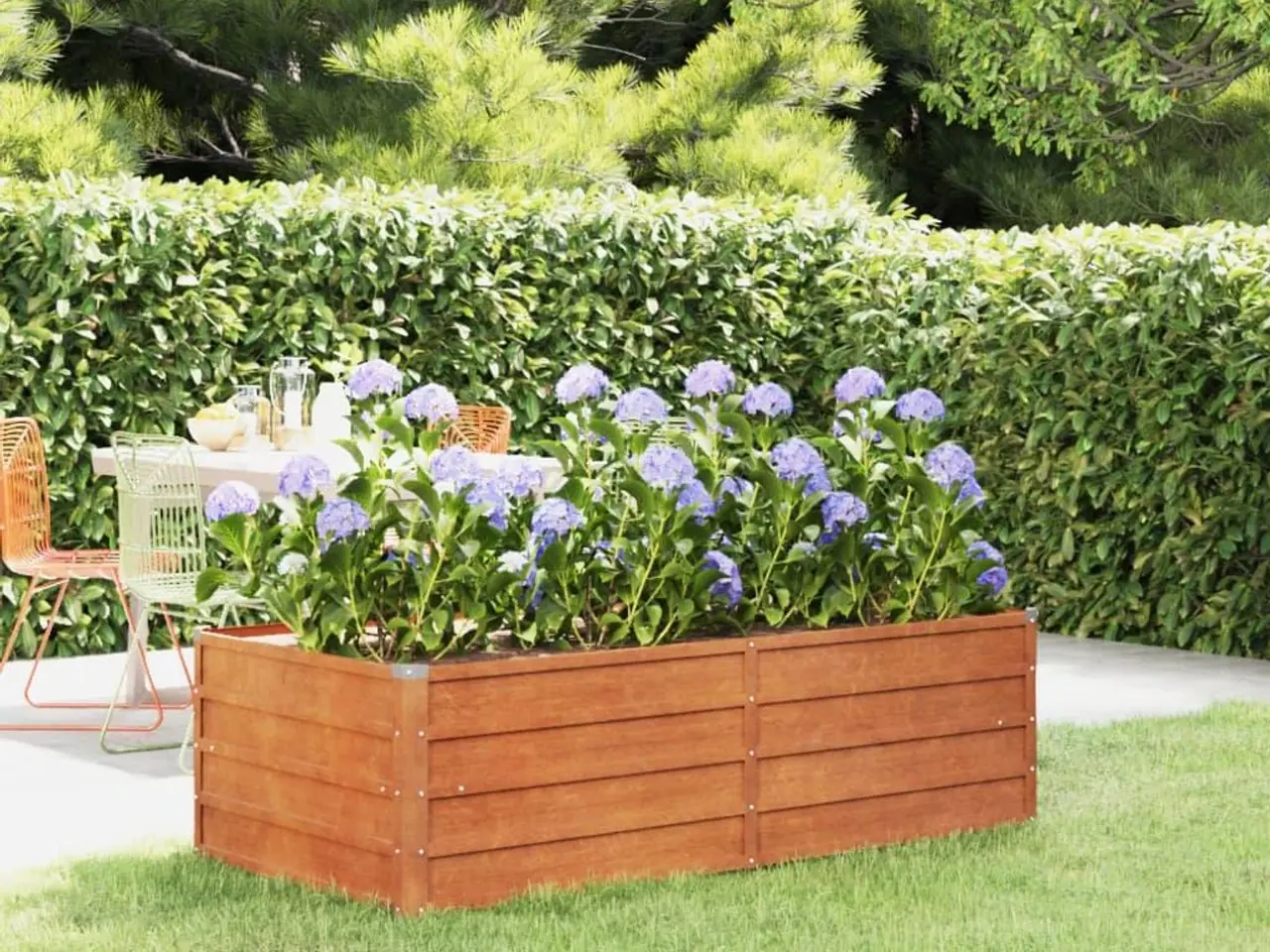 Billede 1 - Højbed 160×80×45 cm i cortenstål - rustfarvet plantekasse