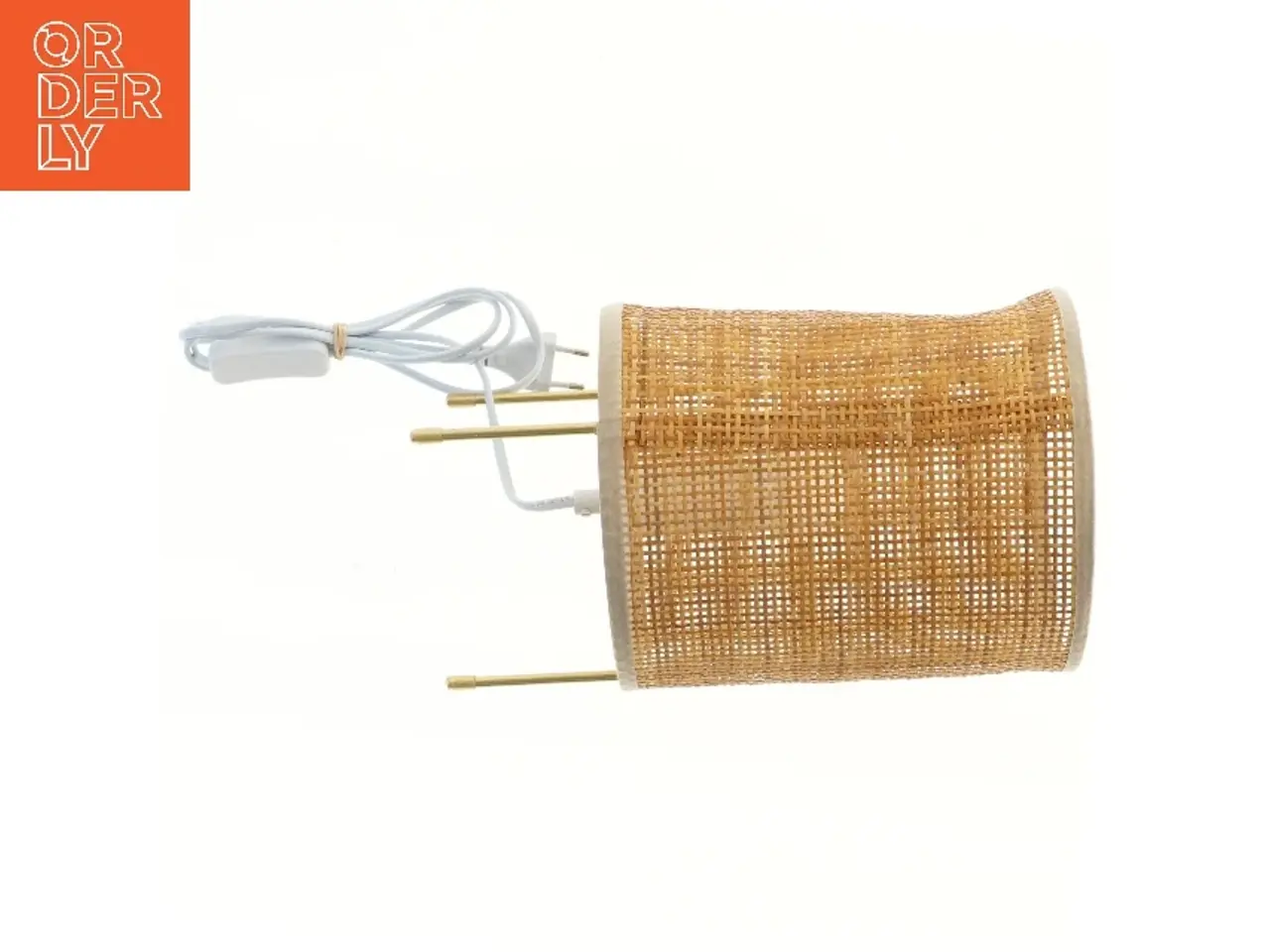 Billede 3 - Cylindrisk bordlampe med fletskærm (str. 31x19 cm)