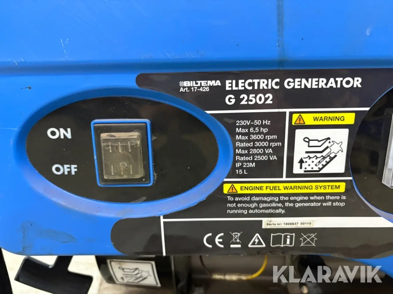 Billede 11 - Generator Biltema G2502