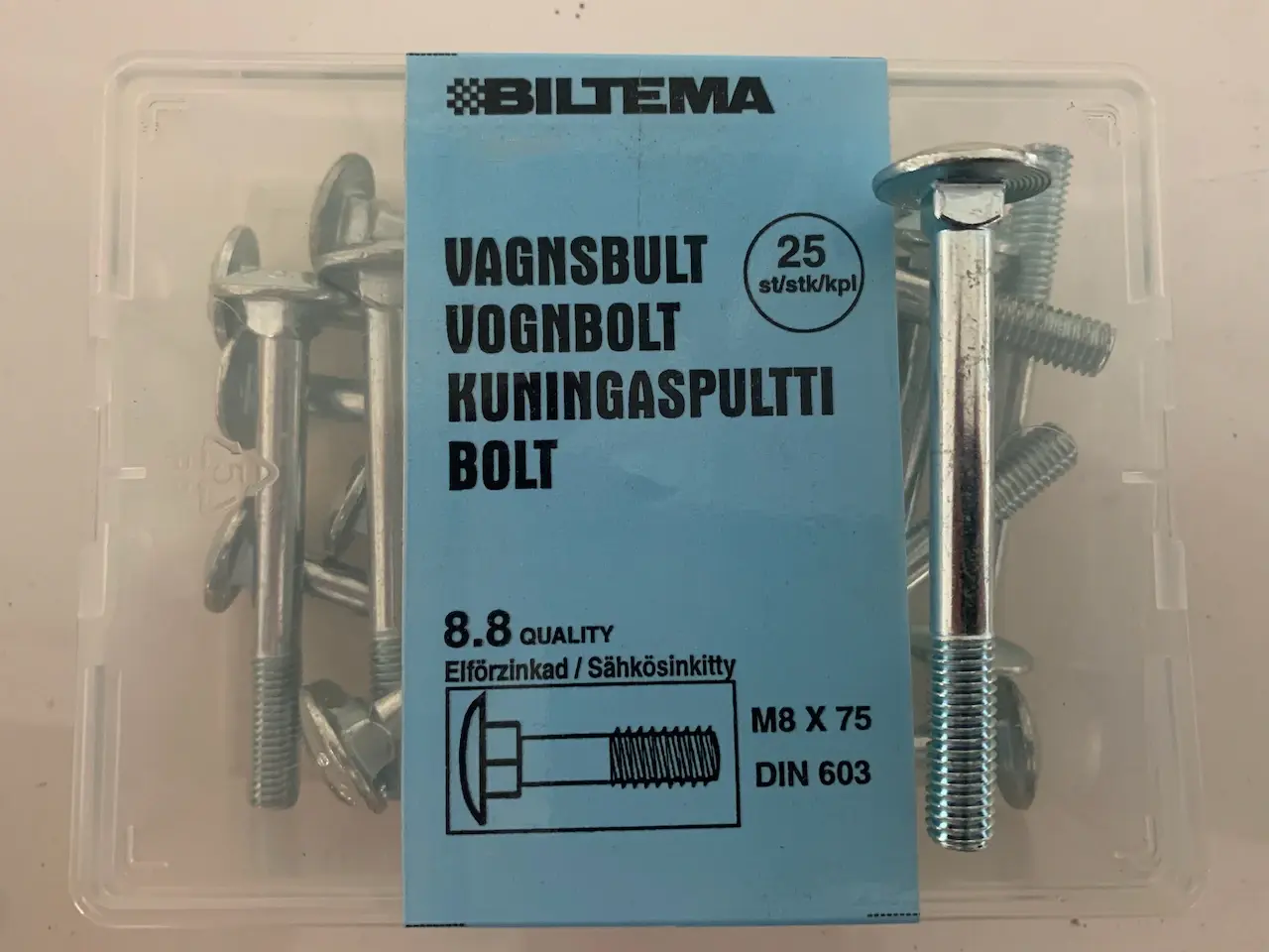 Billede 1 - Bræddebolt M8 x 75 mm