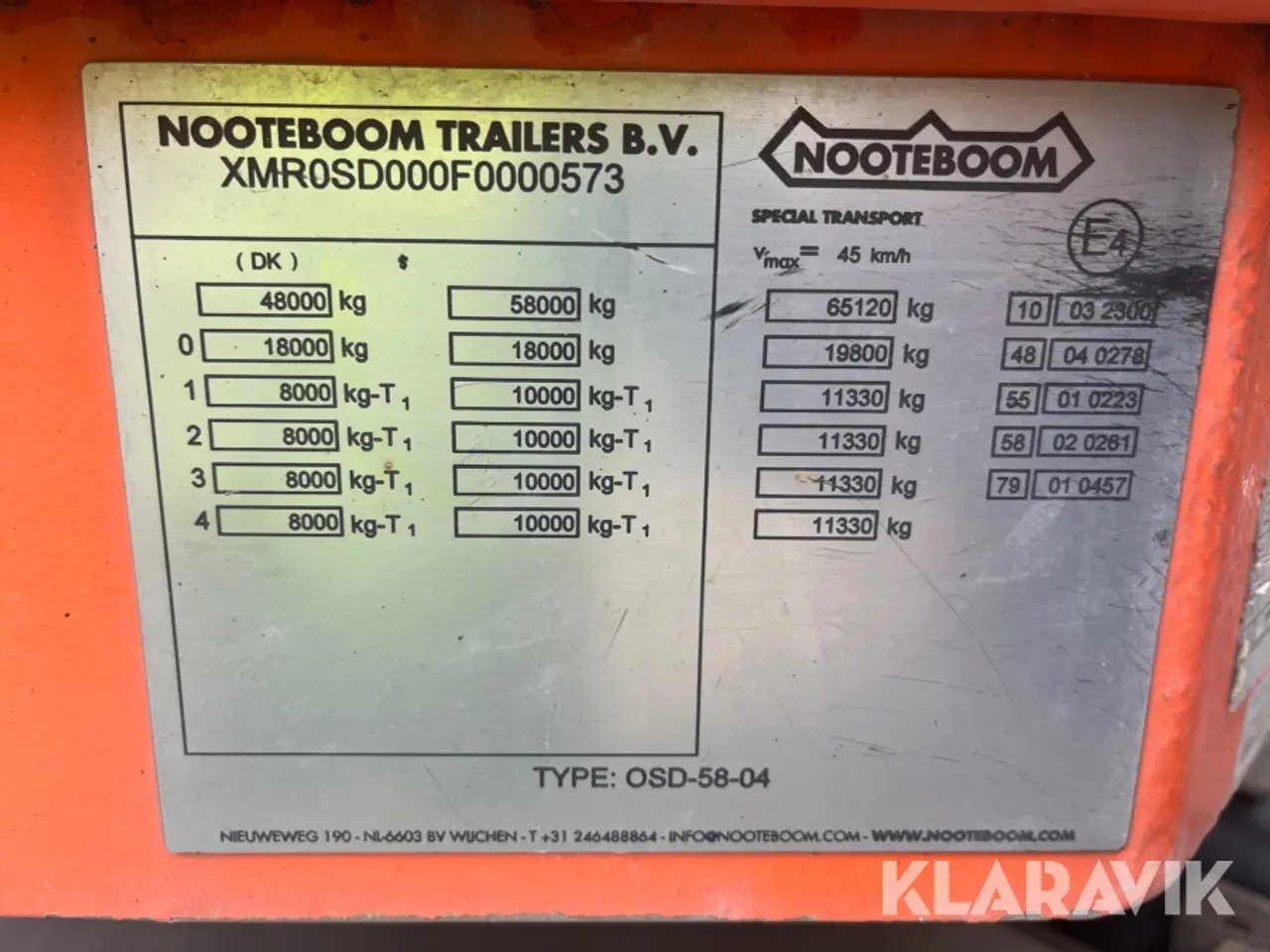 Billede 9 - Maskintrailer/Blokvogn Nooteboom OSD-58-04 4akslet