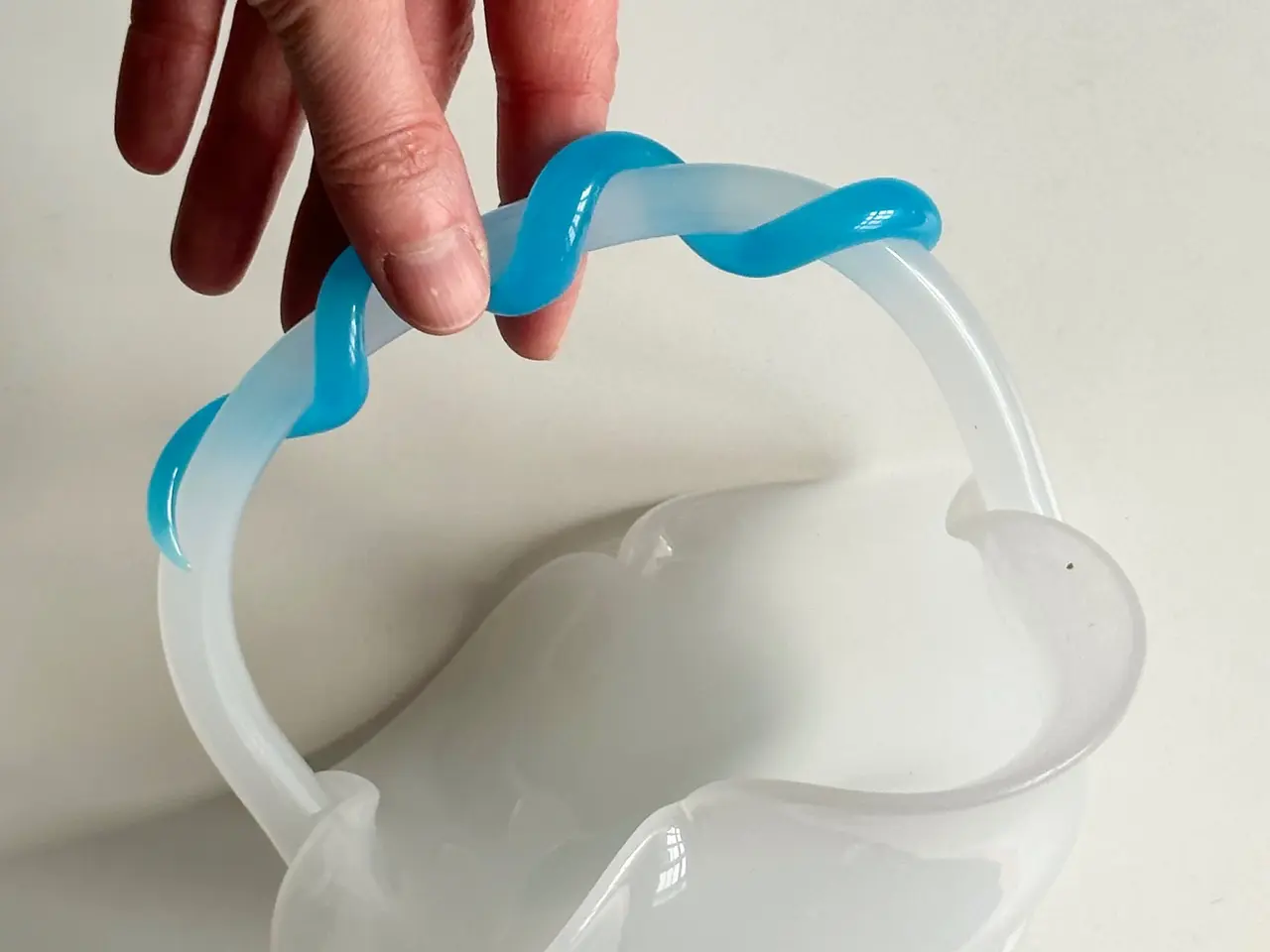 Billede 1 - Glasskål m hank, opalineglas