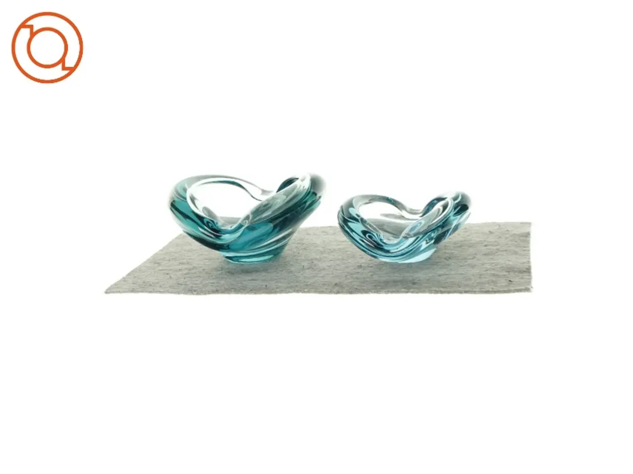 Billede 1 - Holmegaard vintage farvet glas Glasskåle / askebægre 2 stk. (str. 10 x 20 og 7 x 16cm)
