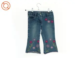 Bukser i blå denim med broderet blomstermotiv, Kids Up (str. 92 cm)