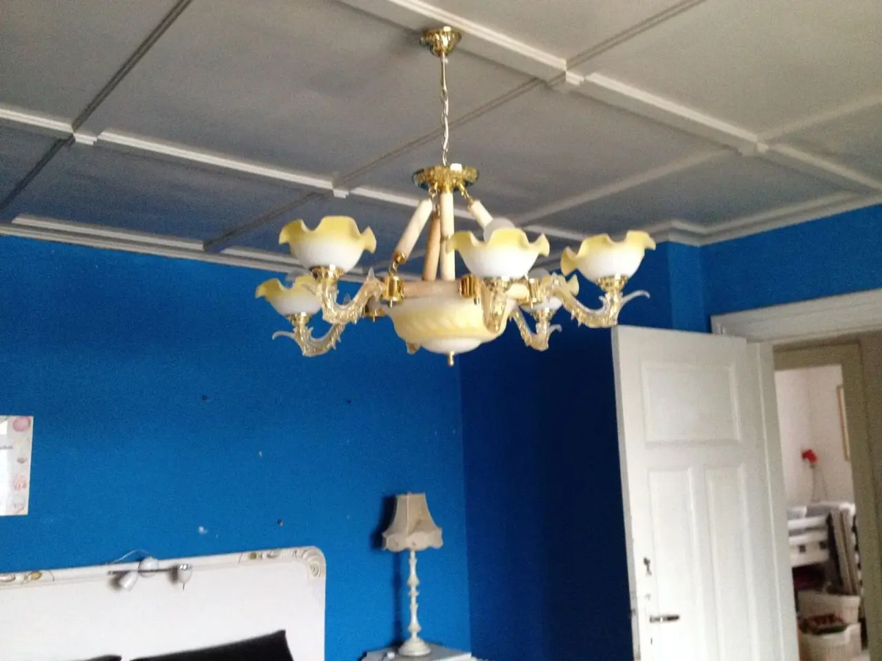 Billede 2 - 6 Armet messing loftlampe