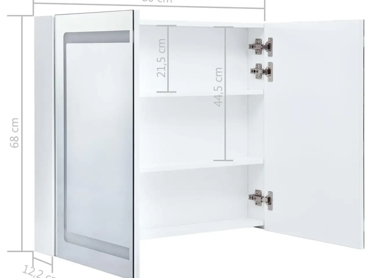 Billede 7 - LED-spejlskab til badeværelse 80×12,2×68 cm - hvid/sølv