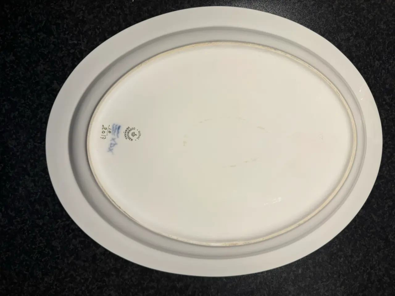 Billede 2 - Blå blomst oval serveringsfad