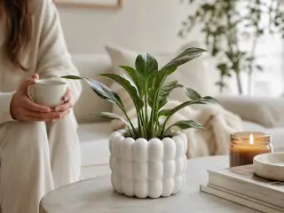 Moderne Hvid Boble Potteskjuler