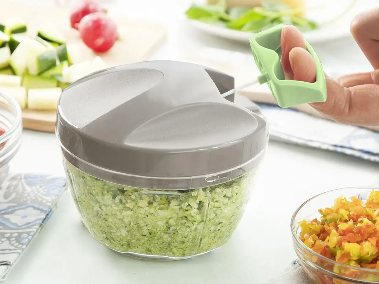 Billede 6 - Spinop mini manuel hakkemaskine med snor - , 400 ml