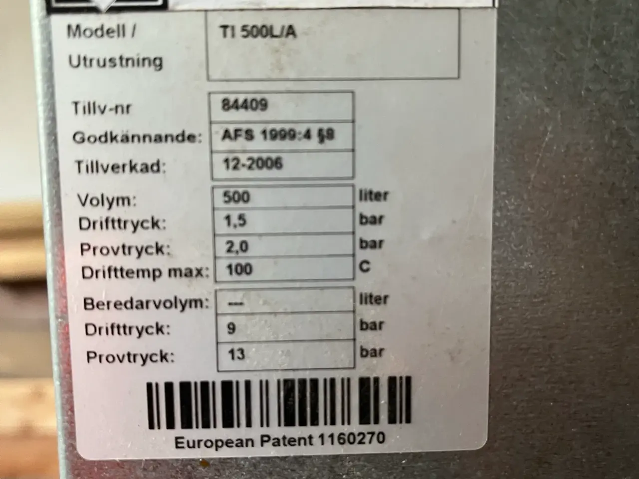 Billede 1 - Akkumuleringstank 