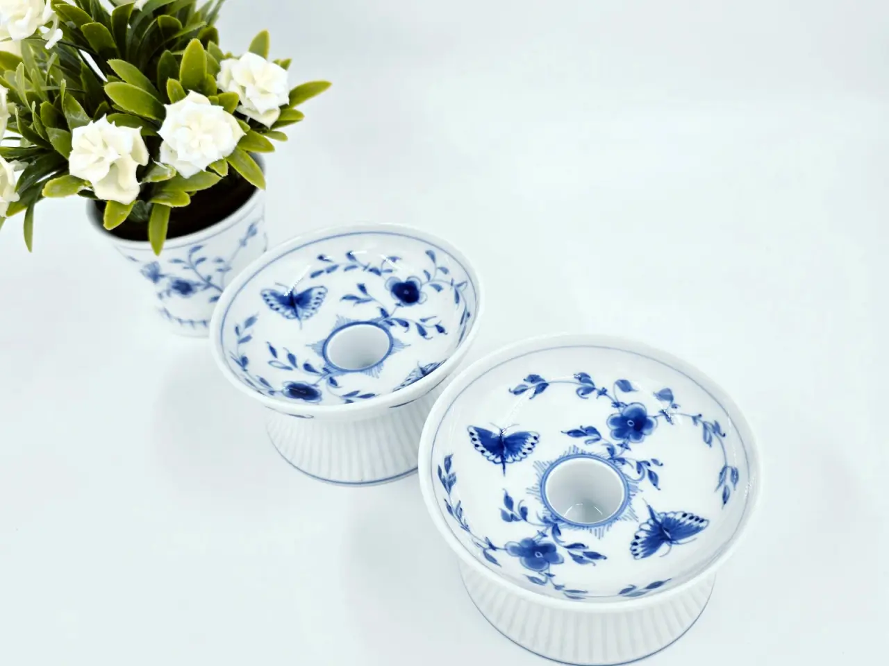 Billede 3 - Sommerfugl lysestage Porcelæn 