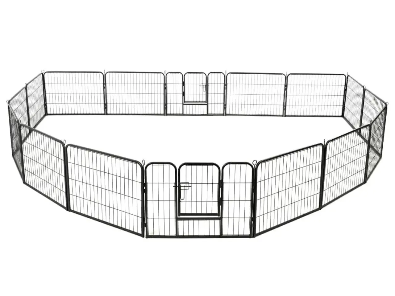 Billede 3 - Løbegård til hunde 16 paneler stål 60 x 80 cm sort