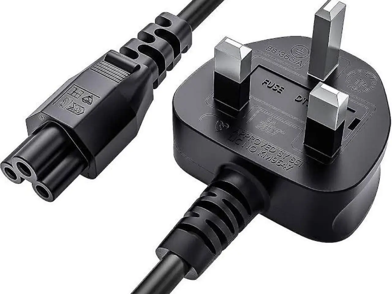 Billede 1 - Strømkabel 1m med UK-stik (3 pin, C5)